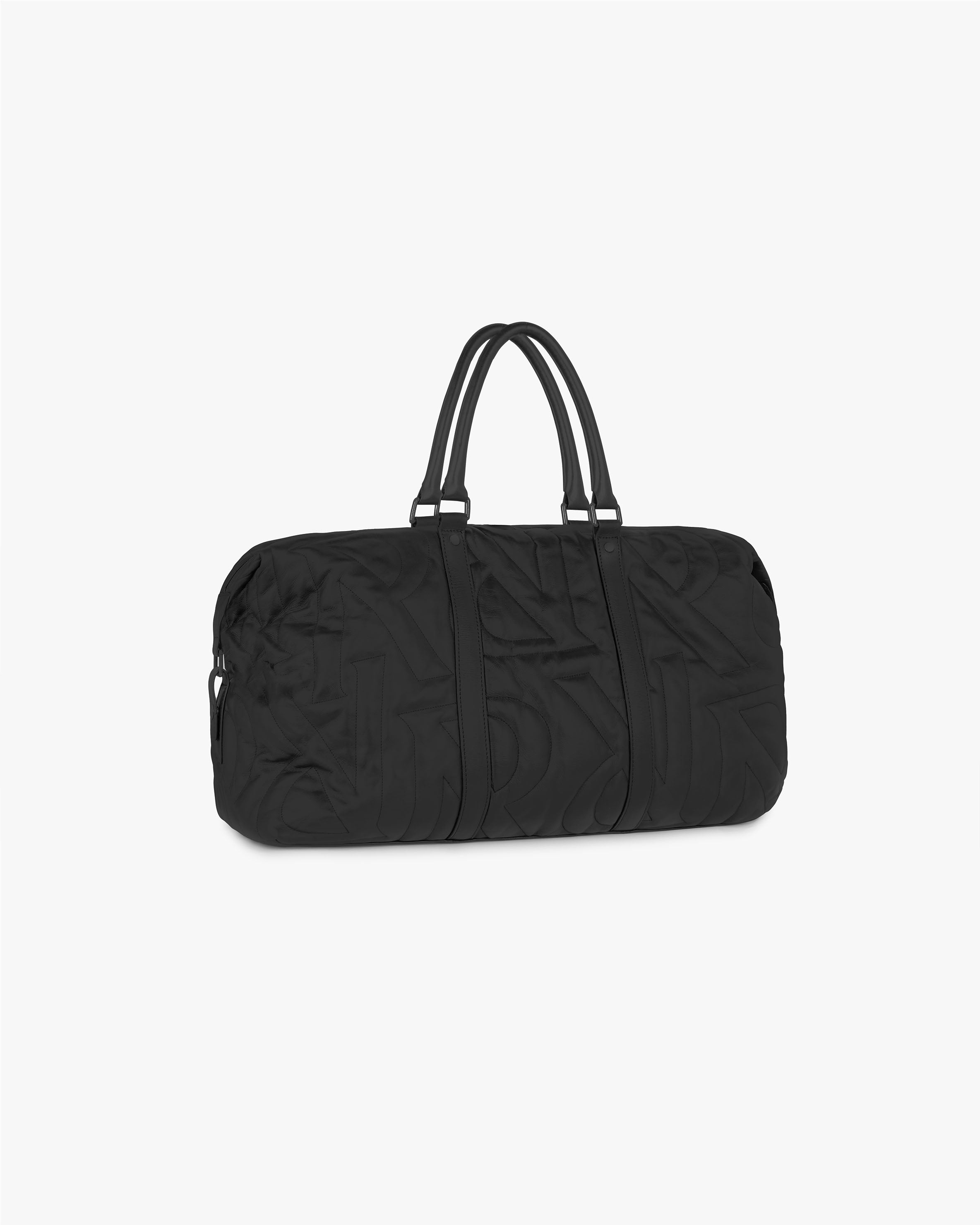 Initial Quilted Leather Weekender - Black